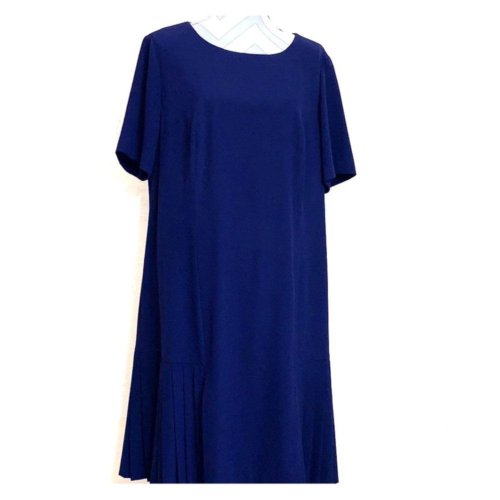 Tahari Royal Blue Dress Gold Zipper